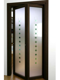Складные двери гармошка с матовым стеклом Балаково